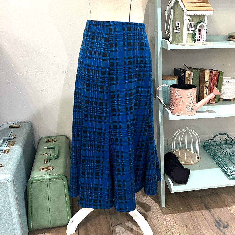NY COLLECTION A-Line Skirt in Blue and Black Check